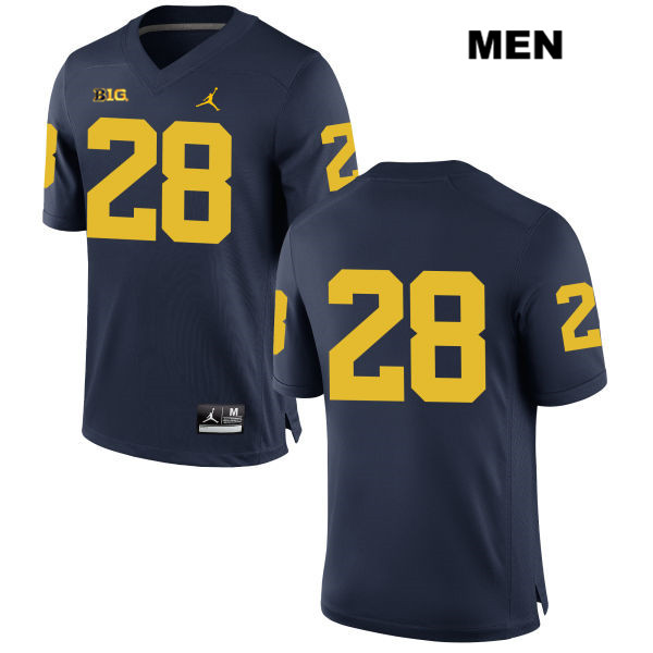 Men's NCAA Michigan Wolverines Austin Brenner #28 No Name Navy Jordan Brand Authentic Stitched Football College Jersey WF25G48KS
